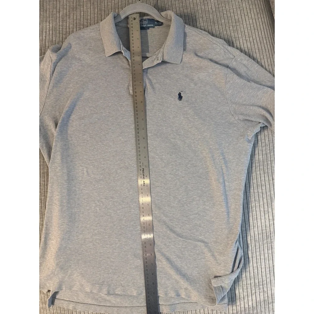 Polo Ralph Lauren Mens XL Short Sleeve Polo Shirt Heather Gray Navy Pony Logo